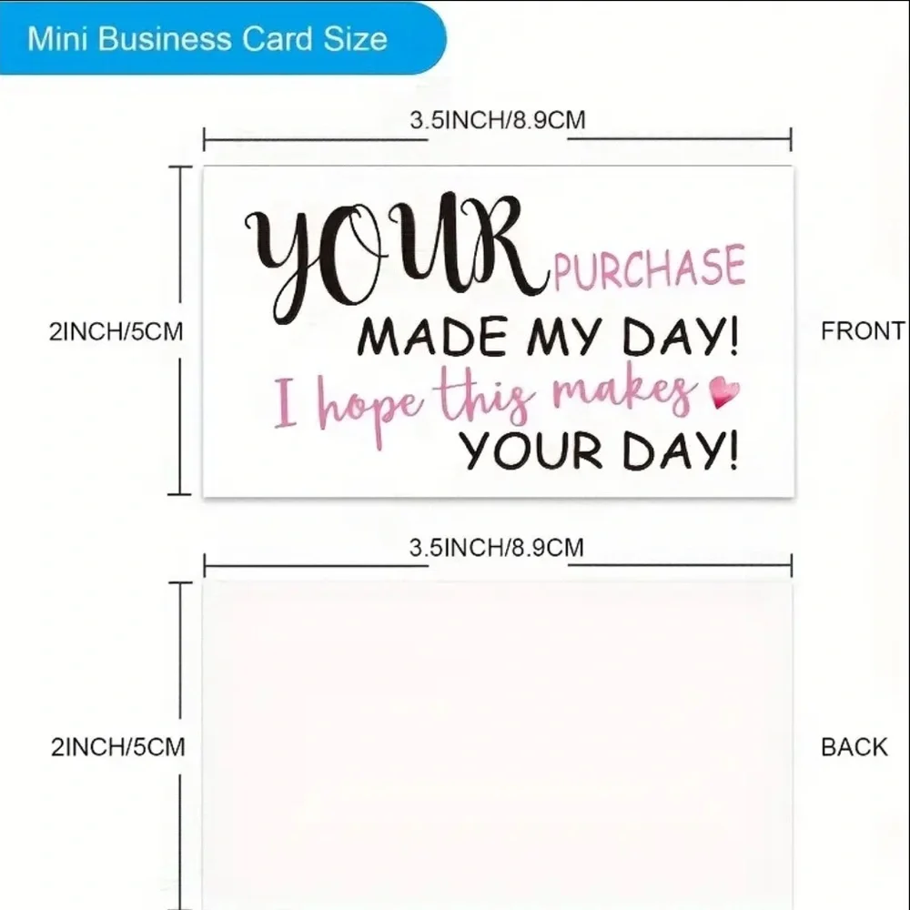Thank You Cards with Pink and Black Text, NEW, 50pcs.